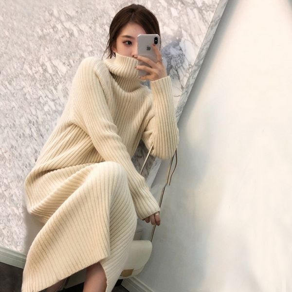 Korean style Retro fashion Knitting dress Sweater dress for women