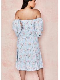 Outlet Sexy Dew shoulder Strapless puff sleeve dress 