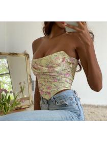 Outlet hot style Simple fashion flower print Strapless Vest Tops 