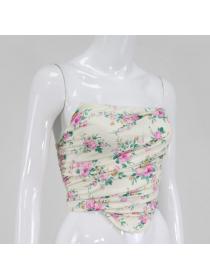 Outlet hot style Simple fashion flower print Strapless Vest Tops 
