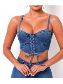 Outlet hot style Woman Casual Denim Straps Tops