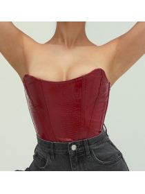Outlet hot style PU Leather Backless Straps Tops 