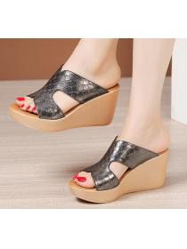 Outlet Pure Color Fashion High Heel Casual Slipper 