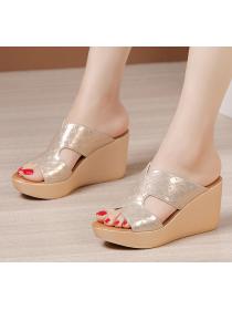 Outlet Pure Color Fashion High Heel Casual Slipper 