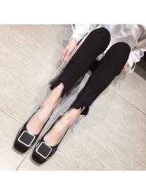 Casual large yard flattie square head shoes for women