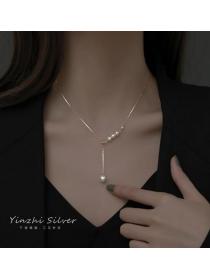 Simulation Pearl Simple style Fine Silver Necklace 