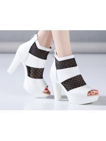  Outlet Birtish style Mesh Waterproof High heels Sandal 