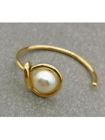 Outlet Fashion style Pearl Brass Opening Bracelet