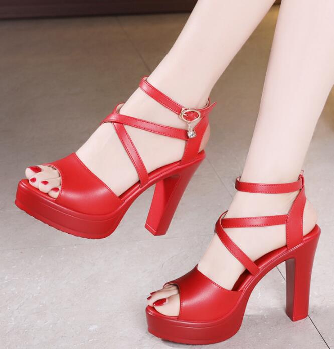 Fashion Criss Cross Matching High heels Sandal