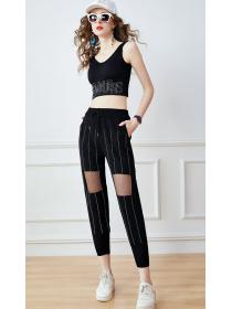 On Sale Pure Color Short Style Top+Gauze Matching Pants