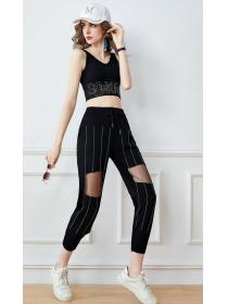 On Sale Pure Color Short Style Top+Gauze Matching Pants