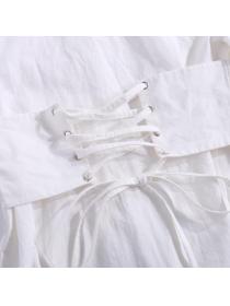 Outlet hot style Fashion Plain Polo Neckline Corset Long-sleeved Dress 