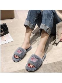 Plush Korean style thermal elmo slippers for women