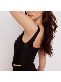 Outlet hot style Sexy Black Square Neckline Backless Corset Top 