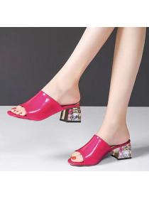 Korean Style Pure Color  Sequins Matching Slipper 