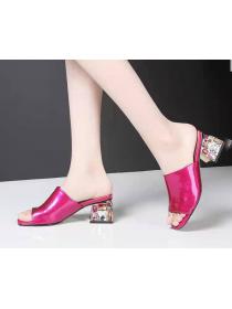 Korean Style Pure Color  Sequins Matching Slipper 