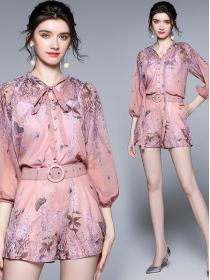 European Style Color Matching Printing Loose Dress 