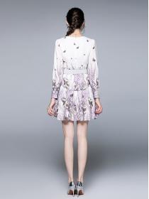 For Sale Printing Show Waist Lace Dress 