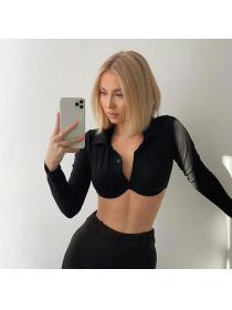 Outlet hot style New Fashion Long-sleeved Crop Top