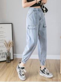 Spring and Autumn Fashion Style Loose Ankle banded Jeans