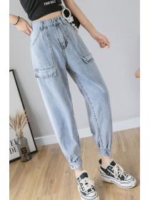 Spring and Autumn Fashion Style Loose Ankle banded Jeans 