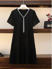 On Sale V-neck Korea Style Loose Plue-size Dress