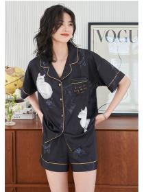 Satin pajamas ice silk shorts a set for women