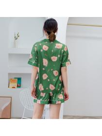 Satin shorts pajamas 2pcs set for women