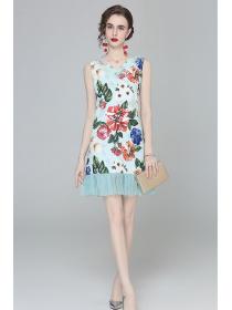 European Fashion Style Sleeveless Gauze A-line Dress 