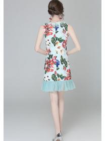 European Fashion Style Sleeveless Gauze A-line Dress 