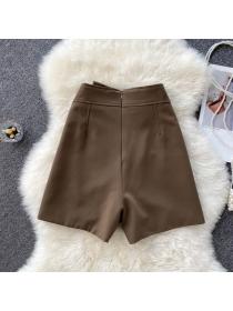 Outlet Retro high waist culottes slim shorts for women
