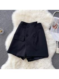 Outlet Retro high waist culottes slim shorts for women