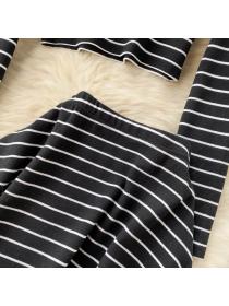 outlet Short long sleeve skirt slim Korean style T-shirt 2pcs set