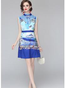 Hot sale Summer Fashion Printed Sleeveless Dress 