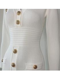 Wholesale Autumn Fashion Knitting Elegant Long-sleeved Dress 