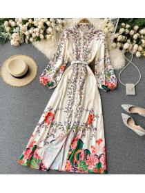 On Sale New Arrival Round-neck Slim Floral Long-sleeved Dress 