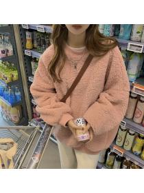 Outlet Imitation lamb's wool loose hoodie lazy coat for women