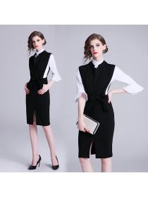 Outlet Fashion dress ladies business suit 2pcs set for women