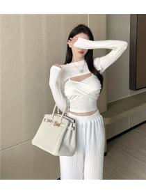 Outlet Drape high waist small sling wrapped chest tops 2pcs set