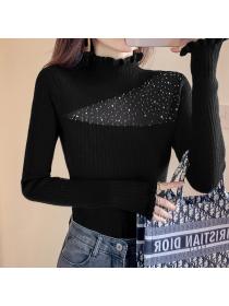 Outlet Rhinestone Western style slim inside the ride sweater