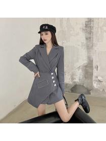 Outlet Double-breasted business suit autumn skirt 2pcs set