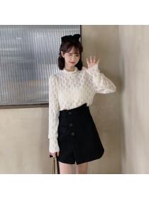 Outlet Lace woolen fat shirts autumn thick hollow skirt 2pcs set