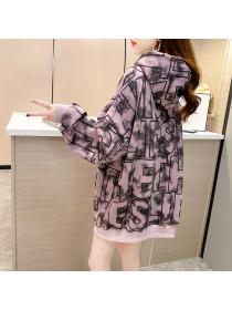 Outlet Printing letters plus velvet winter loose hoodie for women