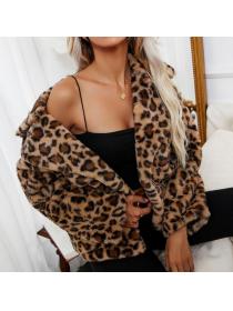 Outlet Loose Leopard print Winte Fashion Short Coat