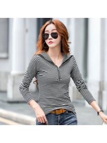 On Sale Pure Cotton Stripe Zipper Hoodies With Hat 
