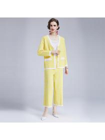 Outlet All-match loose knitted fashion and elegant sweater a set