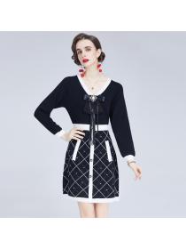 Outlet All-match slim knitted package hip temperament bow dress