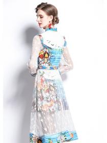 Outlet Autumn Fashion Elegant Long-sleeved A-line Dress 