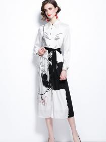 Wholesale Elegant Women Fashion Style A-line Long-sleeved Dress  
