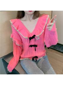 Outlet Korean style bow sweater long sleeve watkins tops
